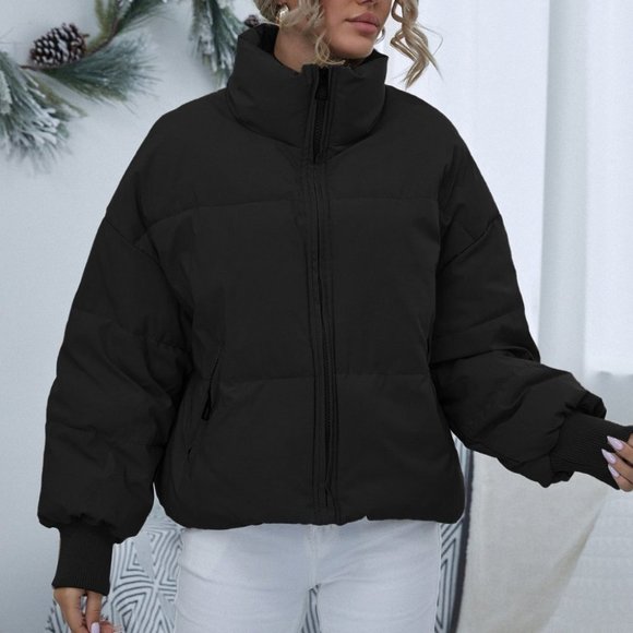 Contemporary Puffer Coat - black - Picture 8 of 11